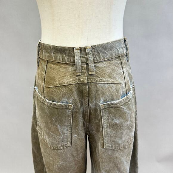 Free People We The Free Good Luck Coated Brown Barrel Leg Jeans Size 28 - Picture 8 of 16